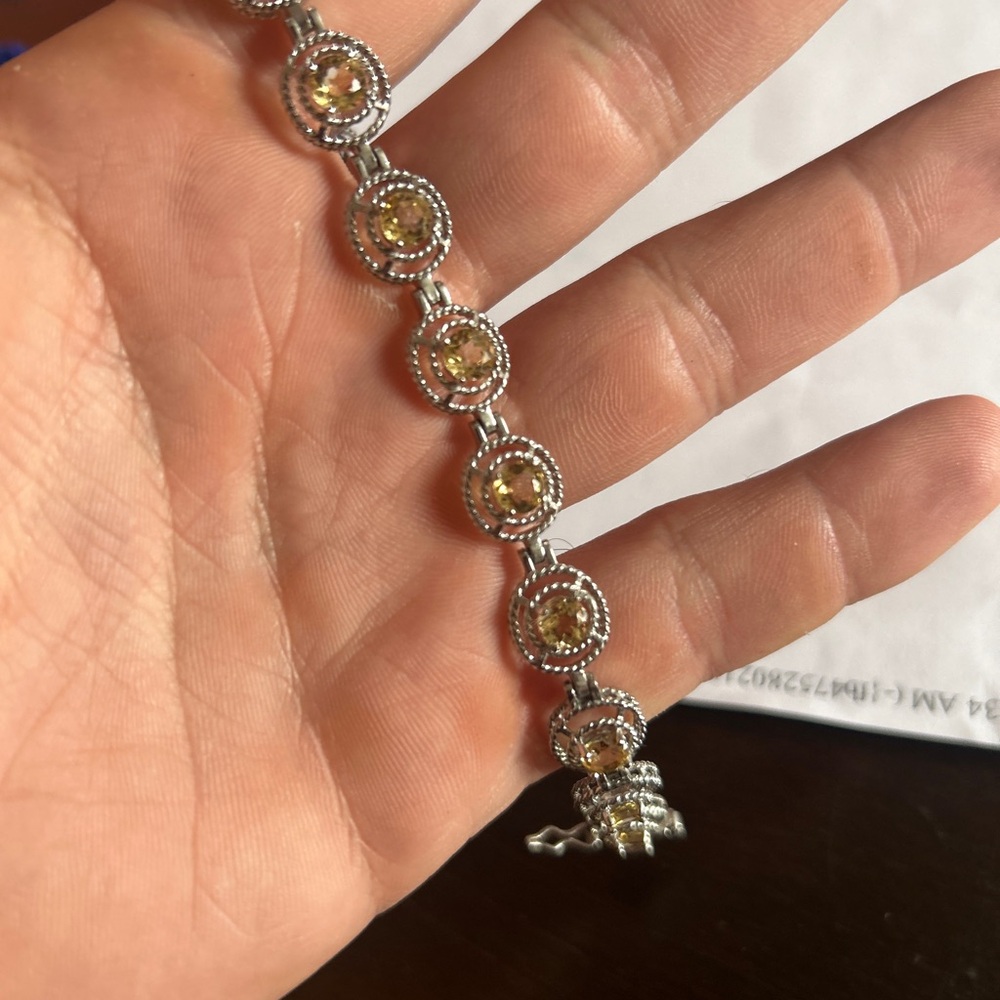 Elegant Sterling silver bracelet with citrine stones